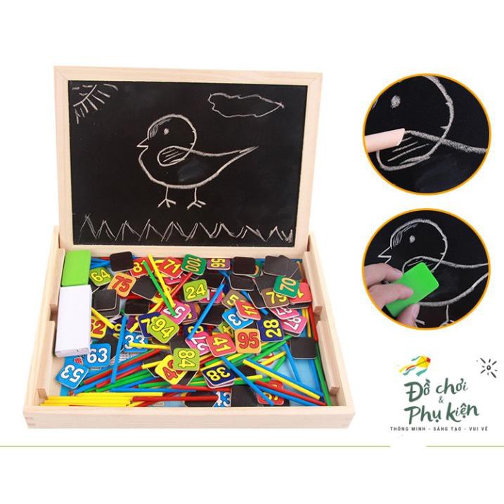 Bộ đồ chơi học toán bằng gỗ với que tính, bảng 2 mặt và số từ 0-99 cho bé yêu