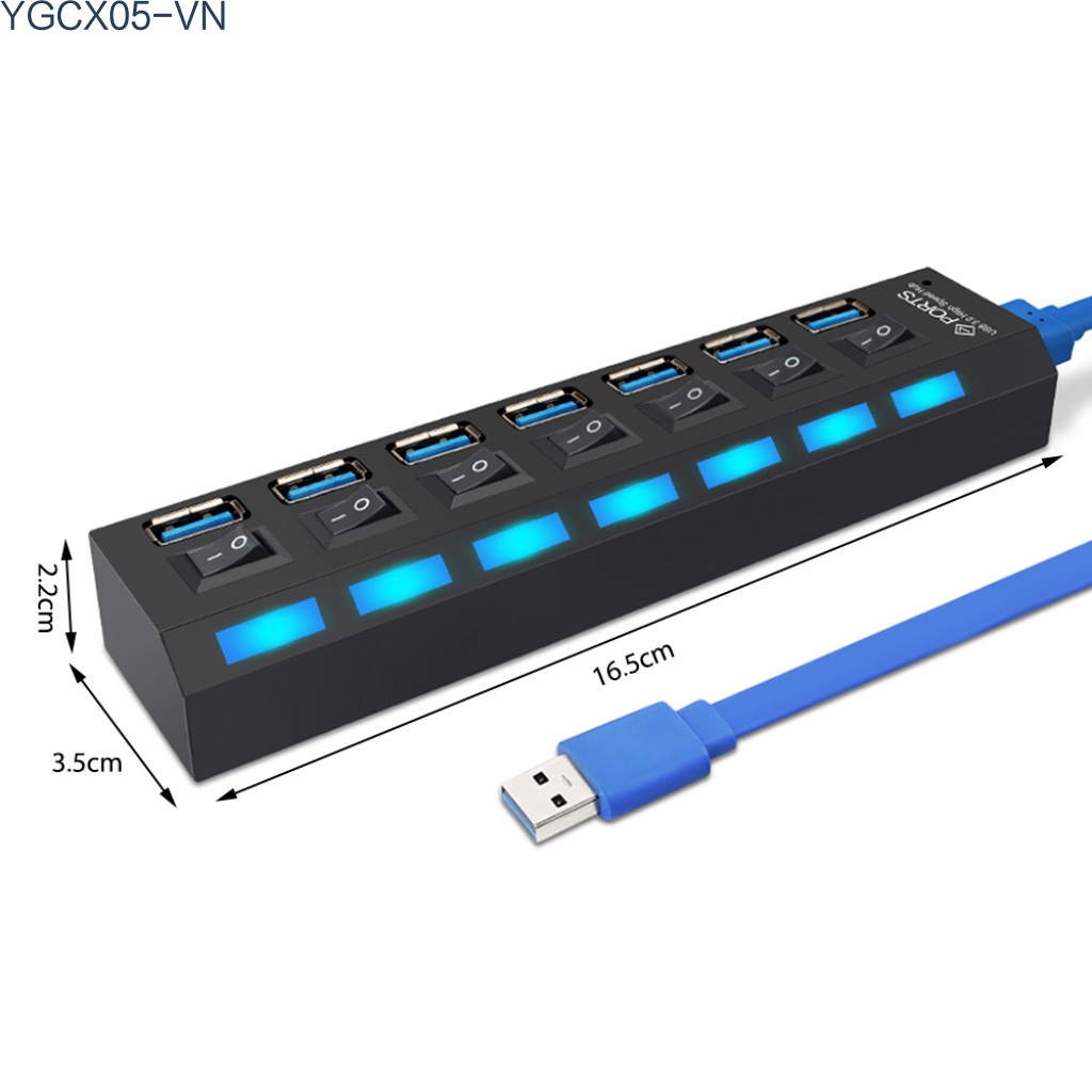 Bộ Hub Chia 7 Cổng Usb 3.0 Kèm Công Tắc Mở Rộng Cho Pc Windows2000 / Xp / Win7 / Vista | BigBuy360 - bigbuy360.vn