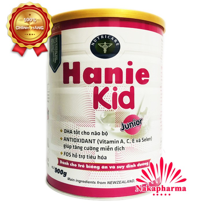 Sữa bột Hanie Kid Junior 900g - Bé ăn ngủ ngon, cao lớn, khỏe mạnh, hấp thu tốt - Nguyên liệu nhập khẩu New Zealand EU