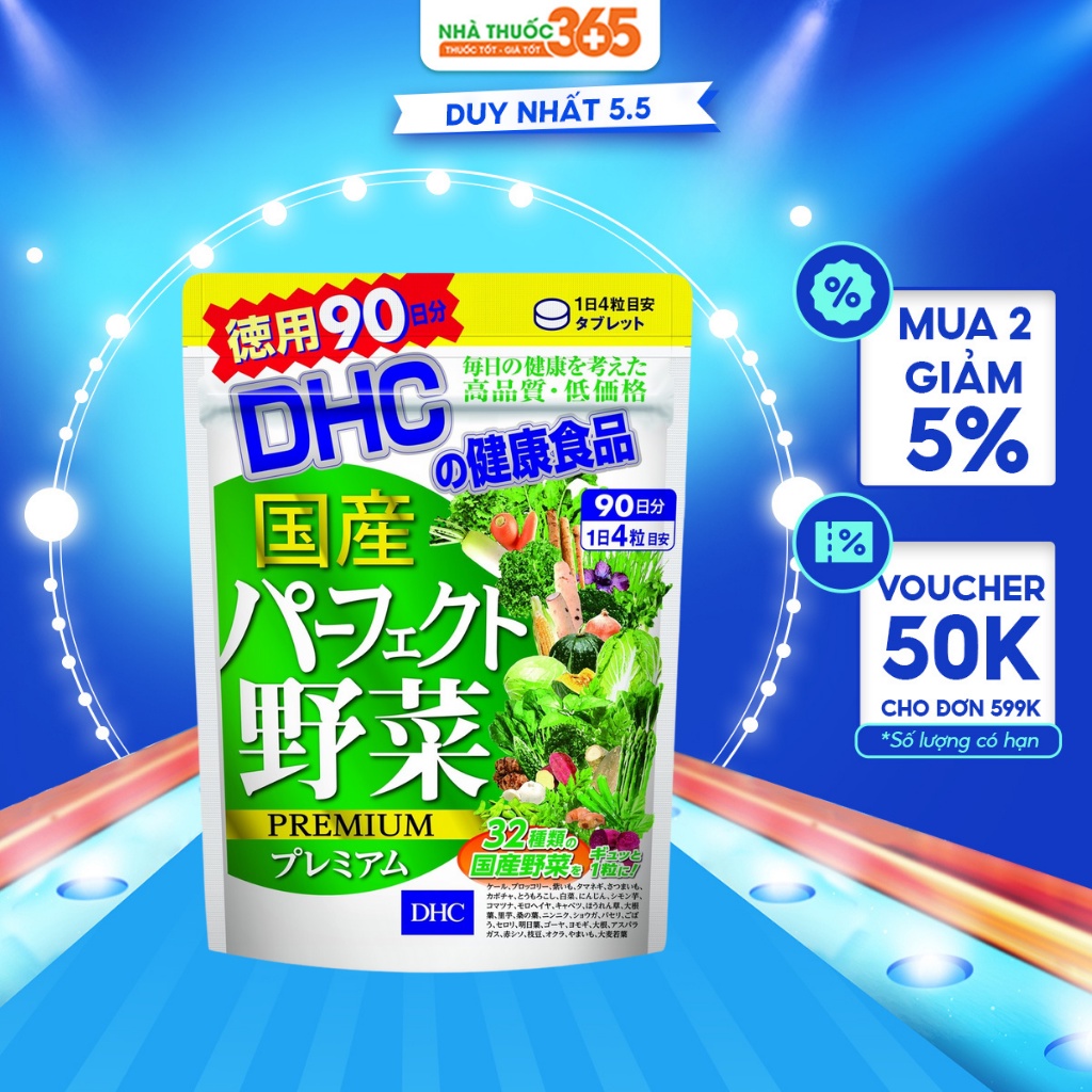 Viên Uống Rau Củ DHC Perfect Vegetable - Premium Giúp Tiêu Hoá Tốt, Nâng Cao Sức Khoẻ