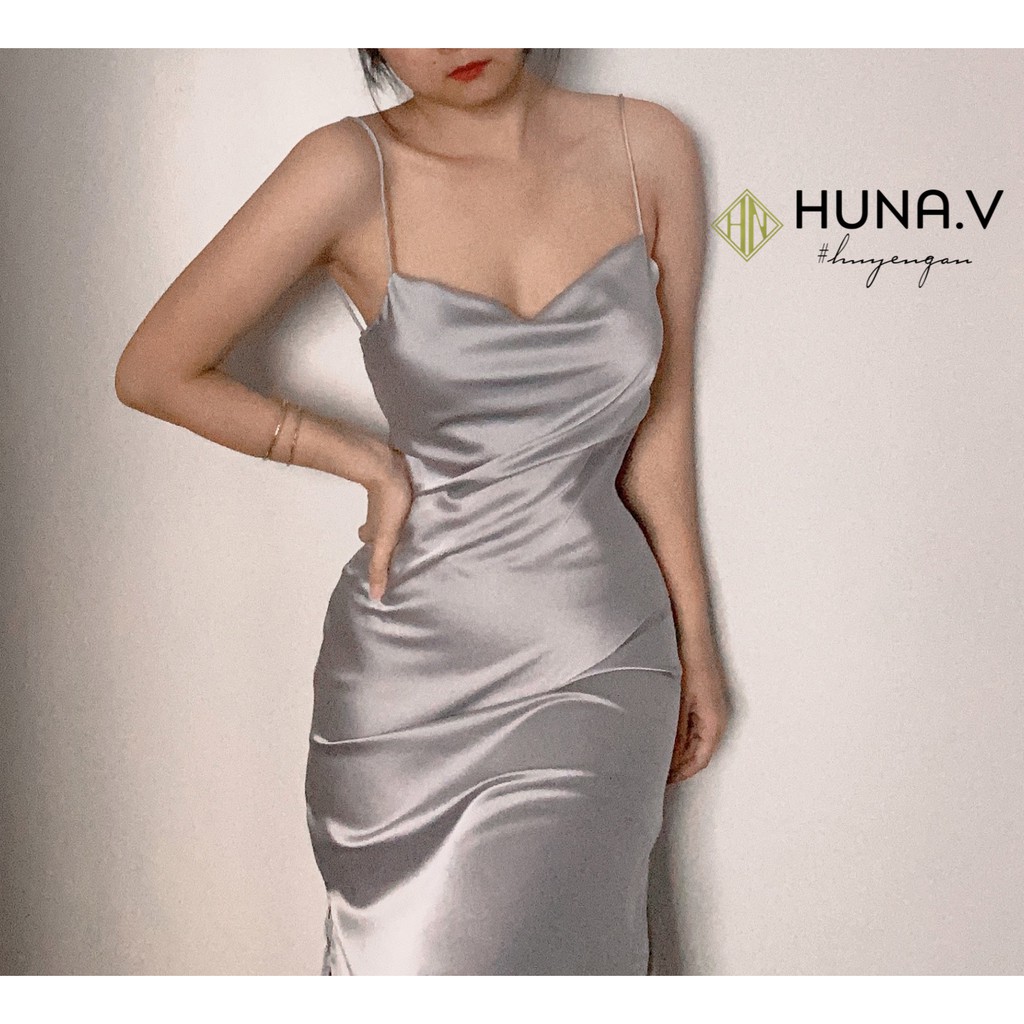 Váy Lụa Cổ Đổ Xẻ Tà - Ảnh thật tự chụp | BigBuy360 - bigbuy360.vn