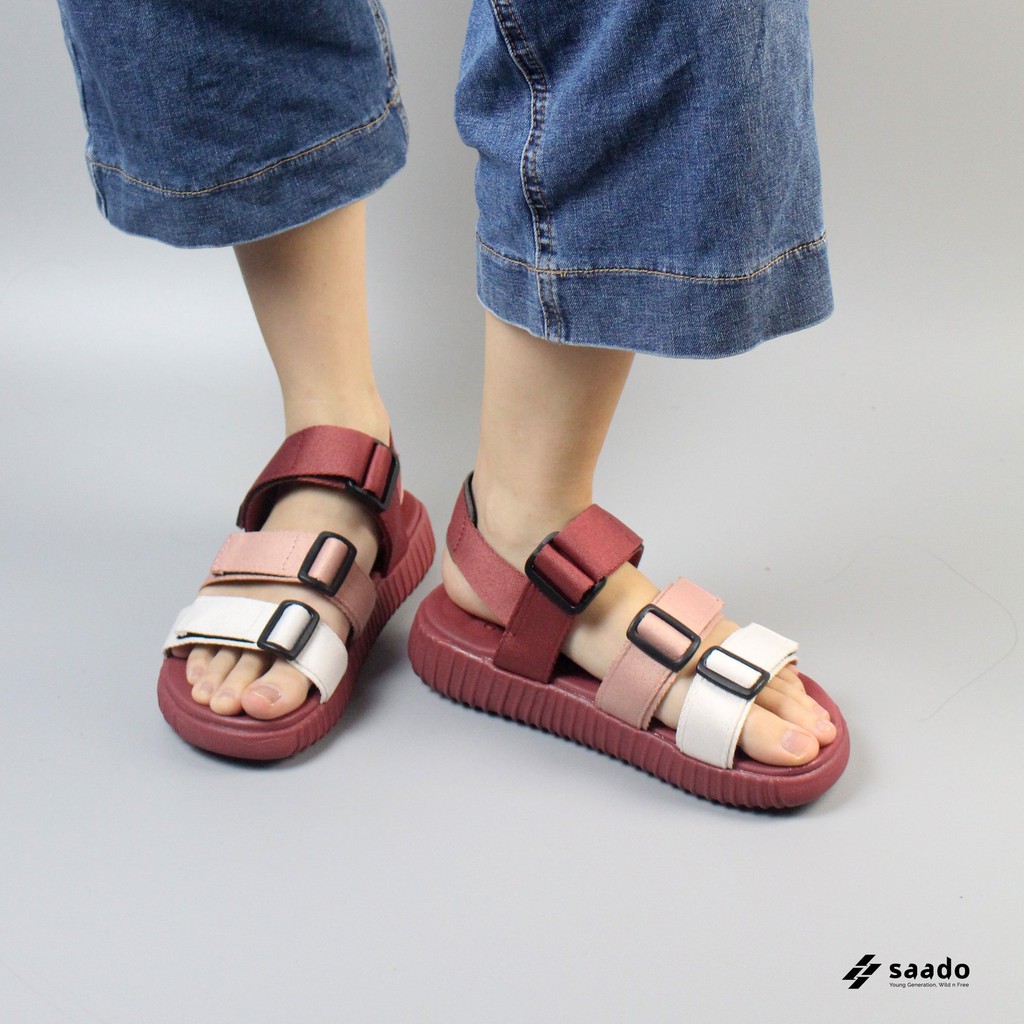 [CHÍNH HÃNG] SANDAL SAADO | BC02 Sunset – Màu Đỏ Đô Hồng Pantone | Giày Dép Sandals Nam Nữ Quai Ngang