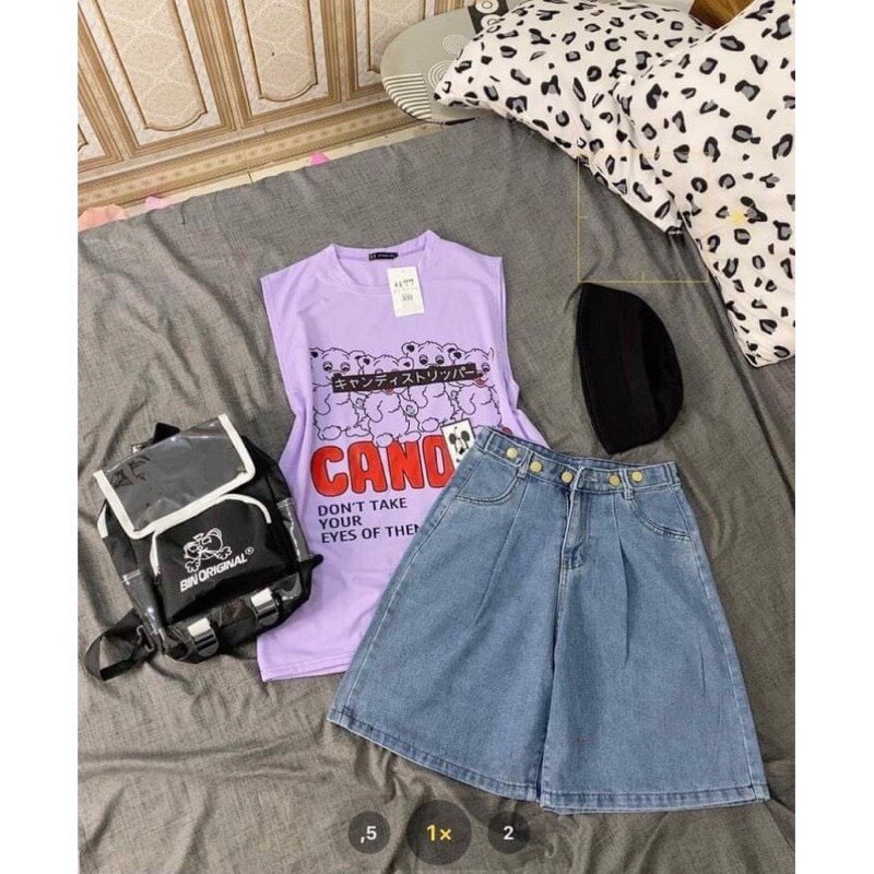 Quần đùi bò ống rộng xắn gấu 5 cúc, Quần sooc jeans nữ mặc nhà đi chơi siêu đẹp
