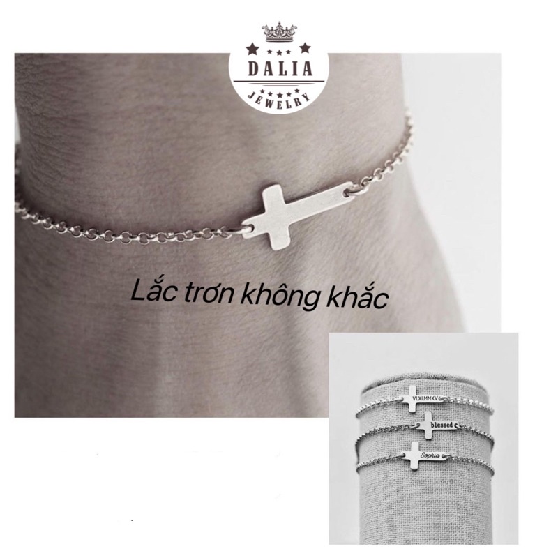 Lắc tay bạc thánh giá theo yêu cầu mẫu cứng DaLiA Jewelry vòng tay chữ thập chuẩn bạc