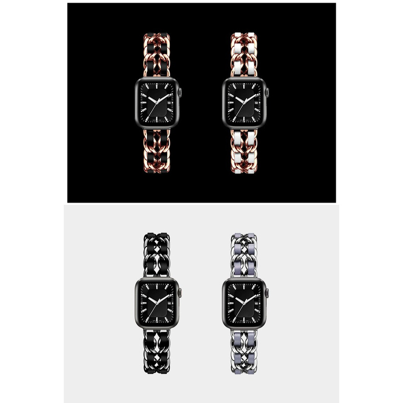 Dây Đeo Bằng Da Và Thép Không Gỉ Cho Đồng Hồ Thông Minh Apple Watch 6 Se Iwatch38 / 40 / 42 / 44 mm