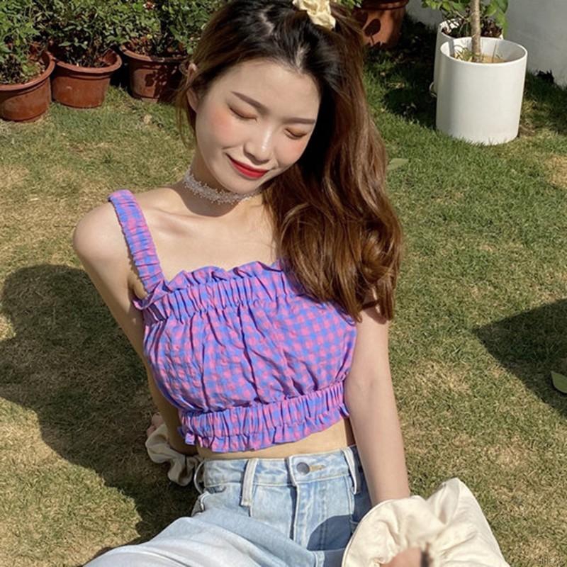 Áo Croptop Hai Dây Kẻ Sọc Caro Phong Cách Hàn Quốc Cho Nữ | BigBuy360 - bigbuy360.vn