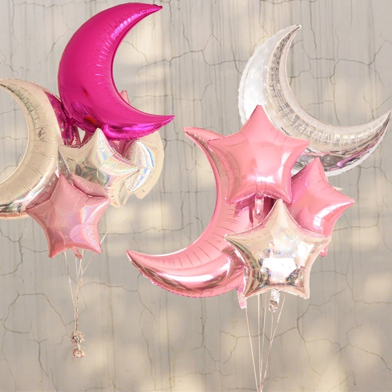 1 Bong Bóng Nhôm 36 &quot;Hình Trăng Sao Dùng Trang Trí Tiệc Cưới, Sinh Nhật, Giáng Sinh, Valentine