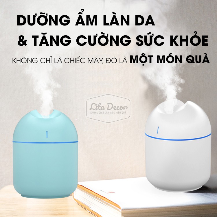 Bình phun sương mini giá rẻ Lita Decor máy tạo độ ẩm làm mát khuếch tán tinh dầu có đèn led, mã PS01