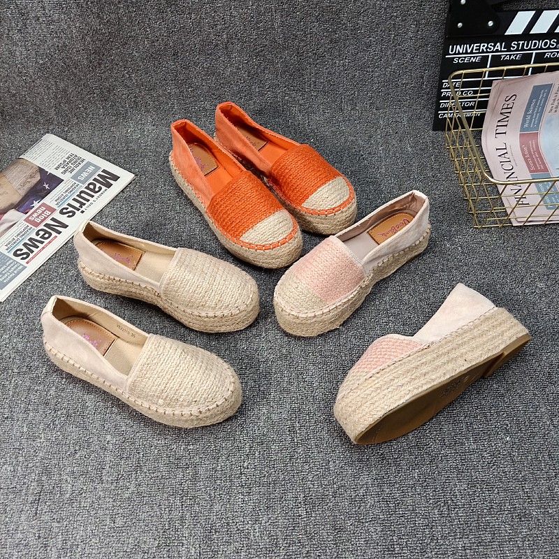[ORDER] giày slipon cói phối da lộn xuất khẩu mẫu mới 2021