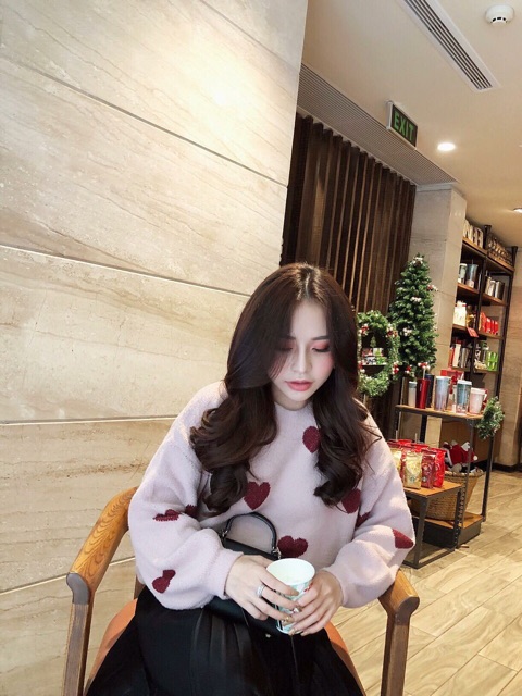 Len tim hồng xinh quáaa 😍😍😍 áo free size  mặc với gì chả xinh hả giờii☺️☺️☺️.