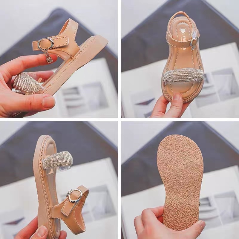 Dép sandal cho bé gái đính đá lấp lánh hàng Quảng Châu cao cấp cho bé từ 1 đến 12 tuổi