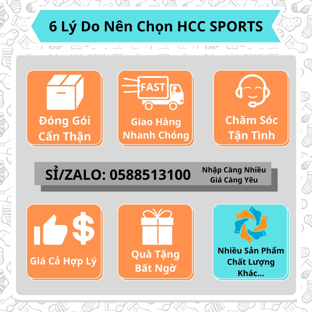 Tất Đá Bóng Chống Trơn HCC SPORTS, Vớ Đá Banh Chống Trượt - Tất Dệt Kim Cổ Lửng