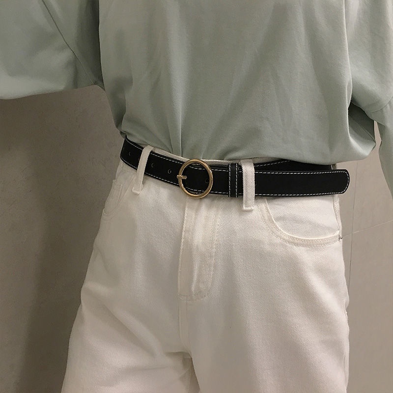 Thắt Lưng Phối Khóa Cài Thiết Kế Đơn Giản Dễ Phối Đồ Thời Trang Phong Cách Hàn Quốc Cho Nữ