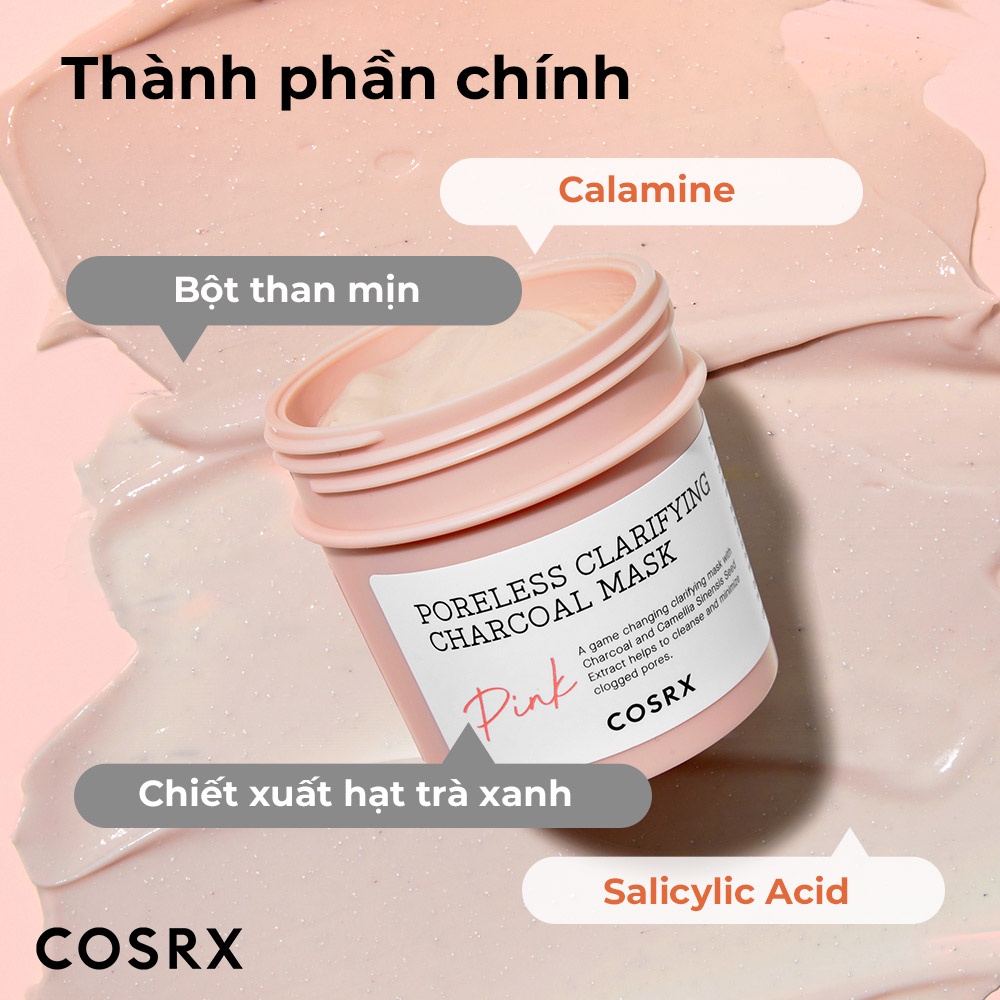 Mặt nạ than COSRX Poreless Clarifying Charcoal Mask Pink 110g giảm bã nhờn