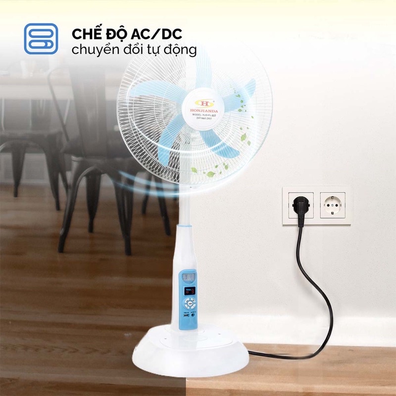 Quạt tích điện kiểu đứng AC&DC 16 inch Honjianda FL602
