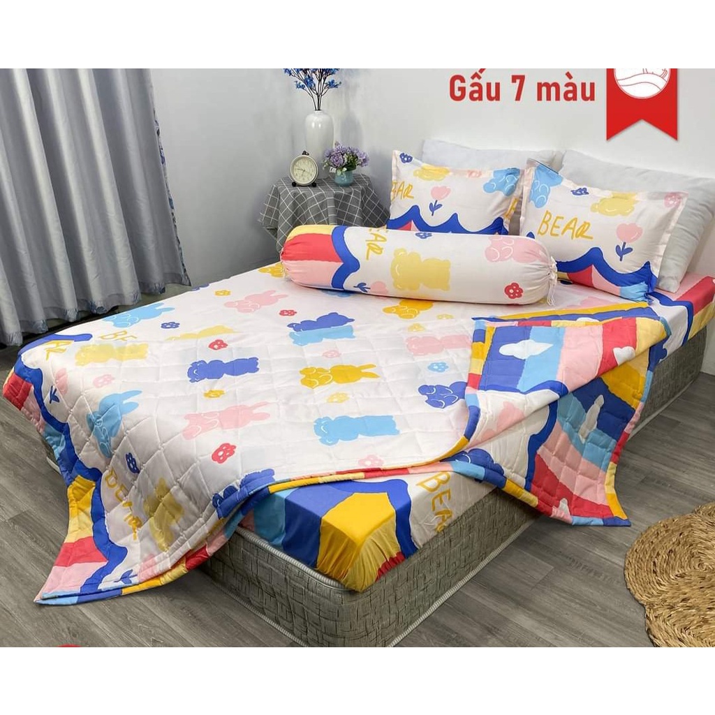 Bộ chăn hè ga gối kèm vỏ gối ôm 5 món 1m4x2m-có chọn mẫu