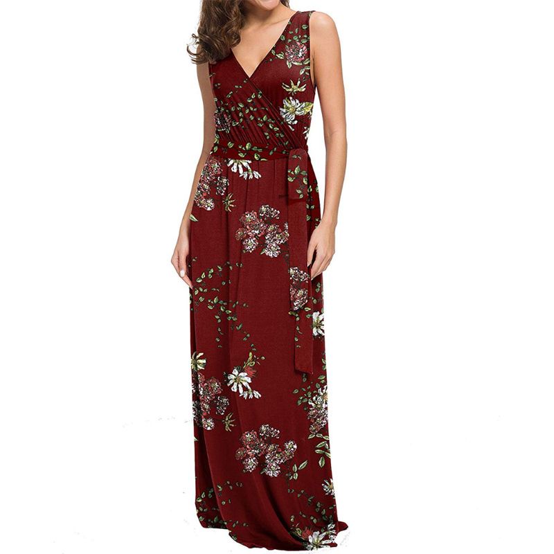 Đầm Maxi Dài Không Tay In Họa Tiết Hình Học Phong Cách Bohemian Thời Trang Mùa Hè Cho Nữ