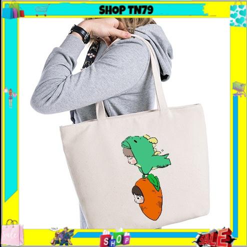 Túi tote túi vải CỦ CẢI thời trang phong cách Hàn quốc, có khóa miệng to rộng đi học , đi chơi, đi làm giá rẻ CC-01