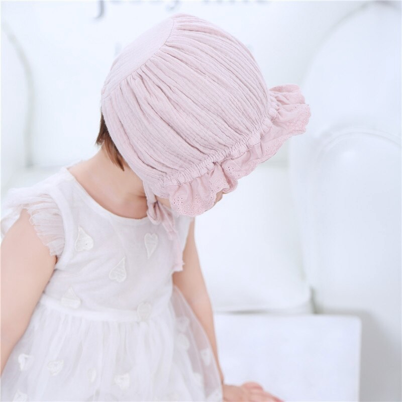 Mũ cotton mềm phối ren che nắng thời trang mùa hè có thể dùng làm đạo cụ chụp ảnh dành cho bé sơ sinh