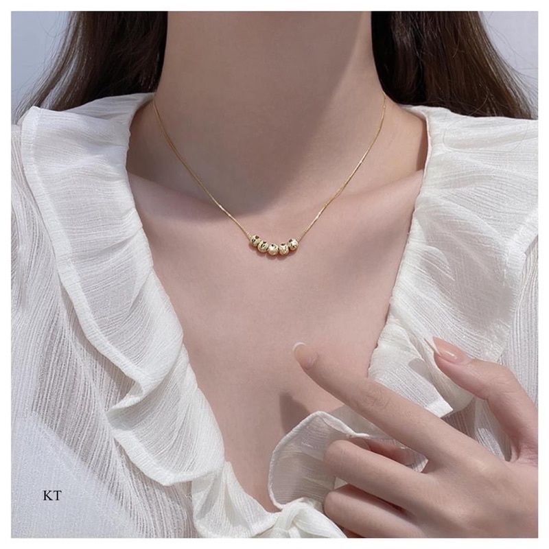 Dây chuyền nữ bi bạc xi vàng sang trọng , sáng đẹp bền màu - THJ Silver
