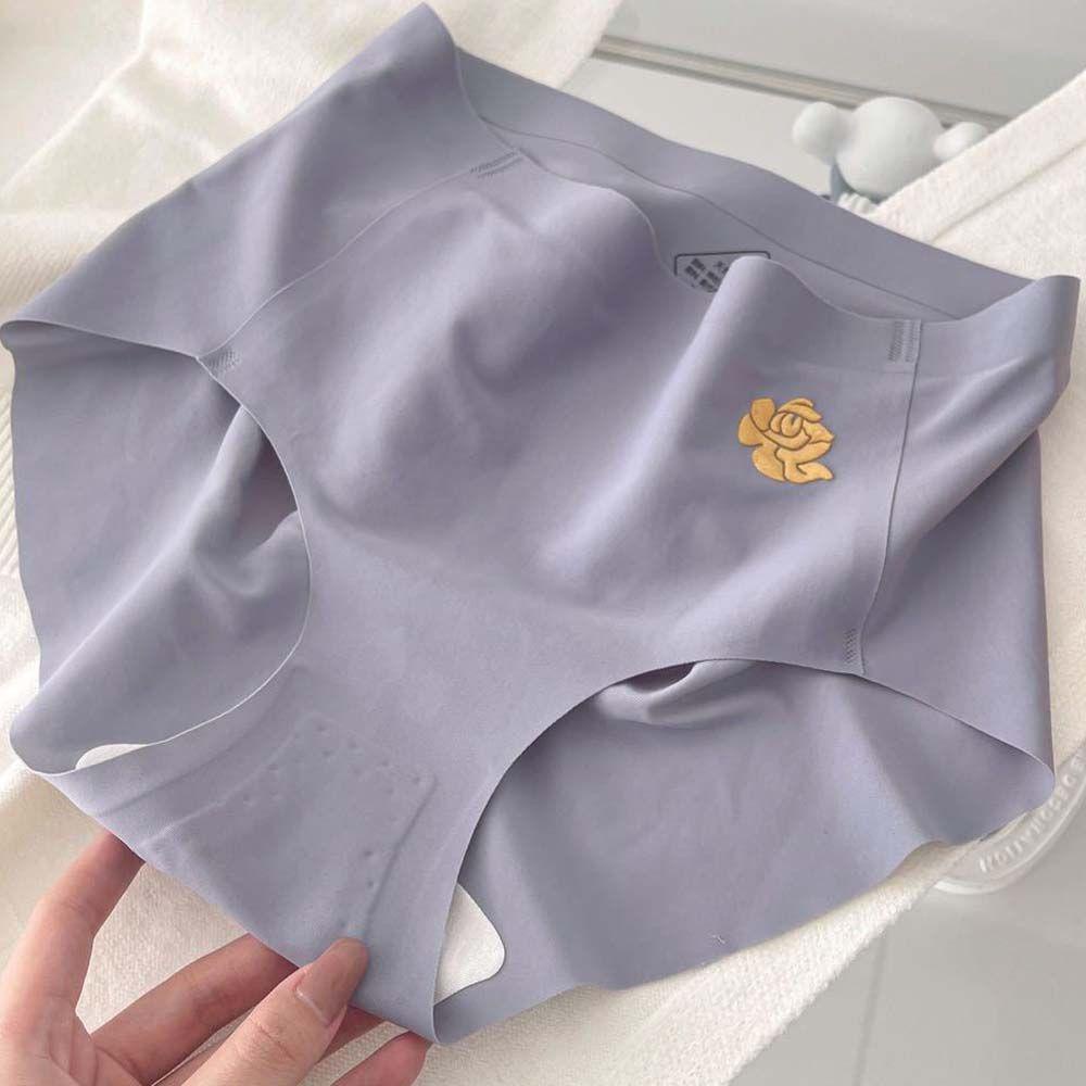 Quần Lót Latex Lụa Lạnh Không Đường May Lưng Vừa Nhanh Khô Thoáng Khí In Hoa Kiểu Hàn Quốc Cho Bạn Gái