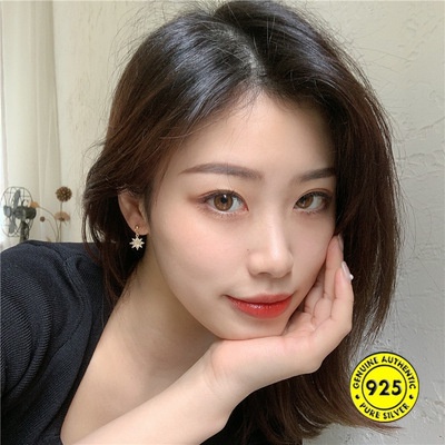 Khuyên Tai Hình Hoa Cúc Mạ Bạc 925 18K Đính Đá Zircon AAA Dễ Thương