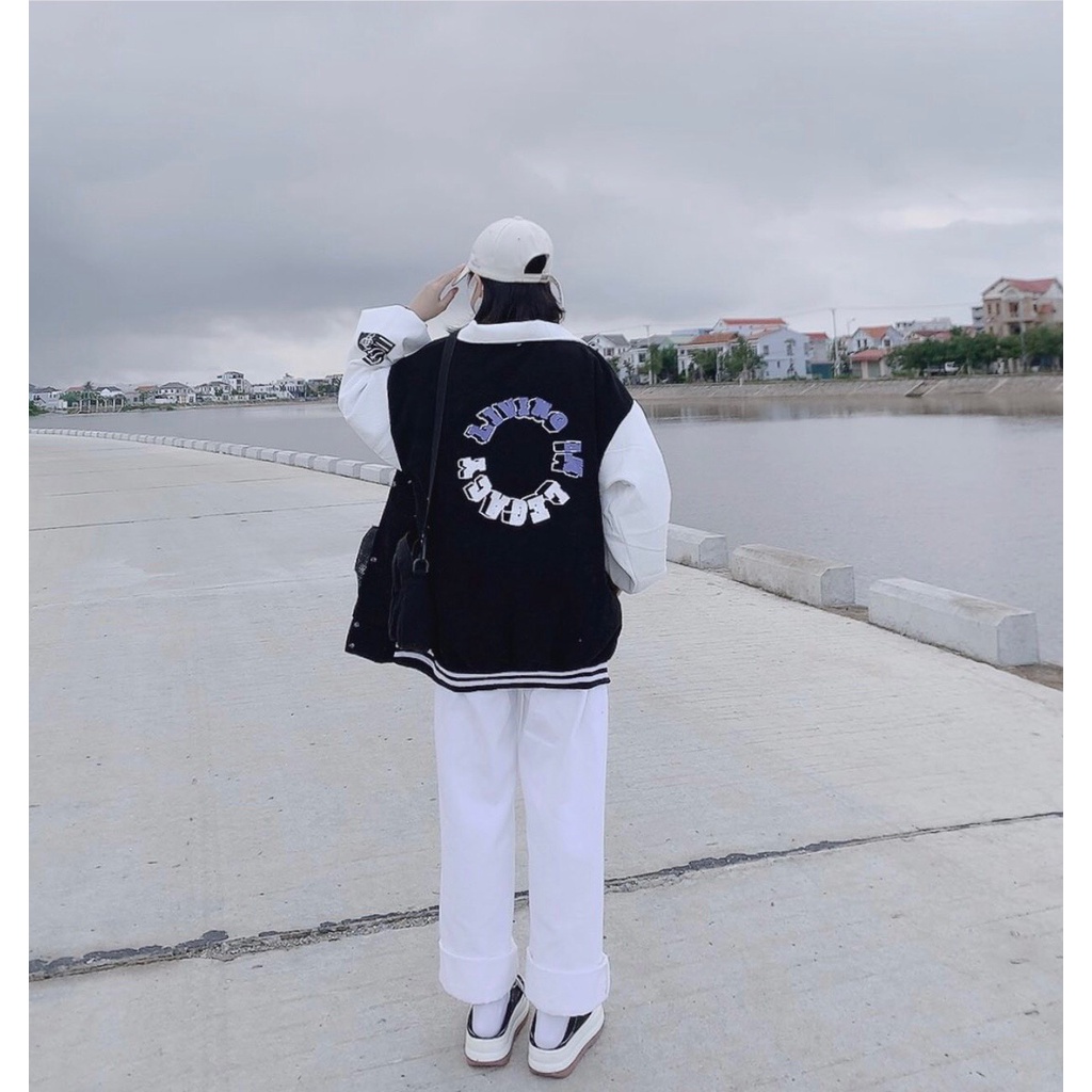 Áo khoác nỉ bomber bóng chày nam nữ form rộng unisex chữ E chất len tăm Áo khoác bomber cổ bẻ ulzzang  freeship  sale