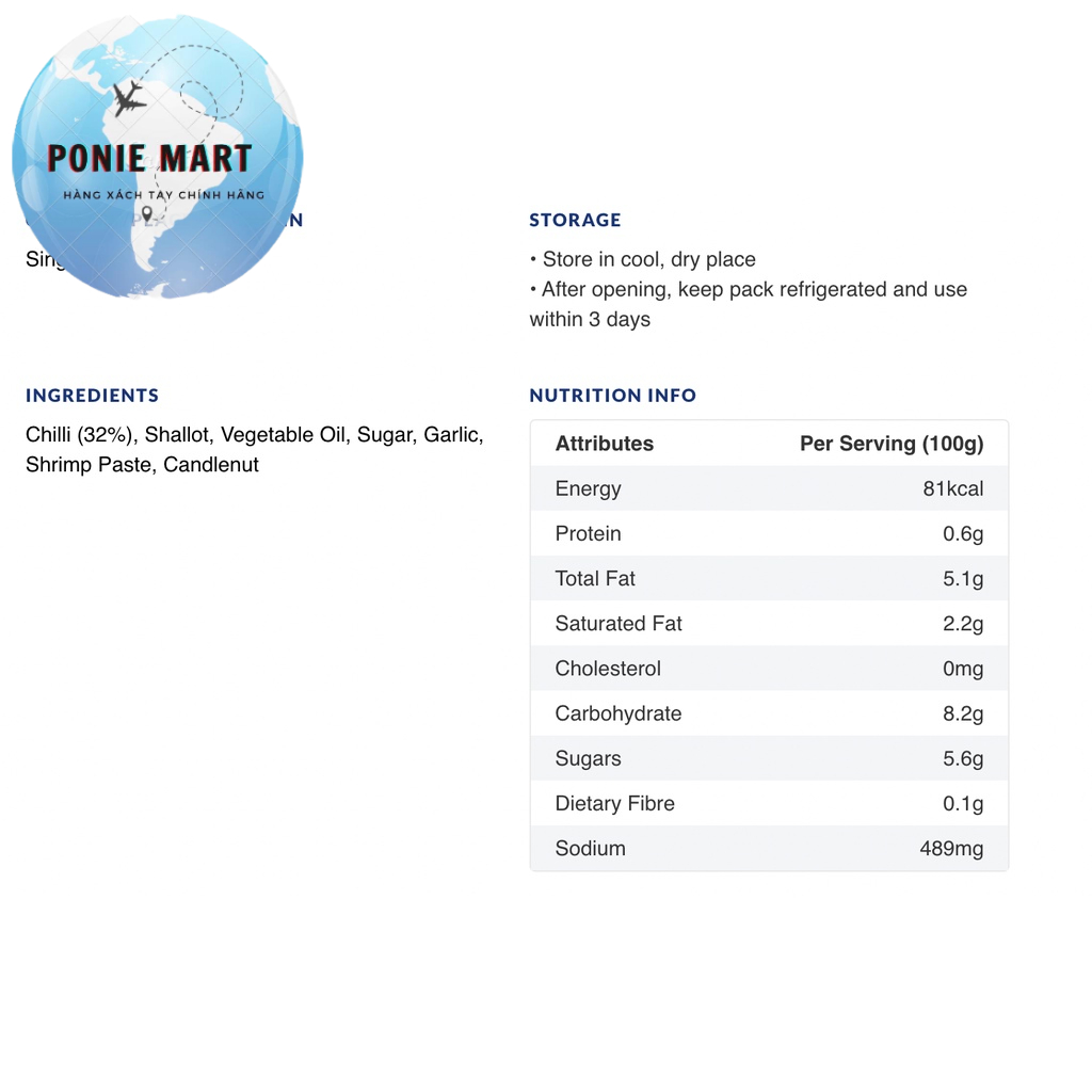 Gói gia vị NONYA SAMBAL  hãng Prima Taste 80gr