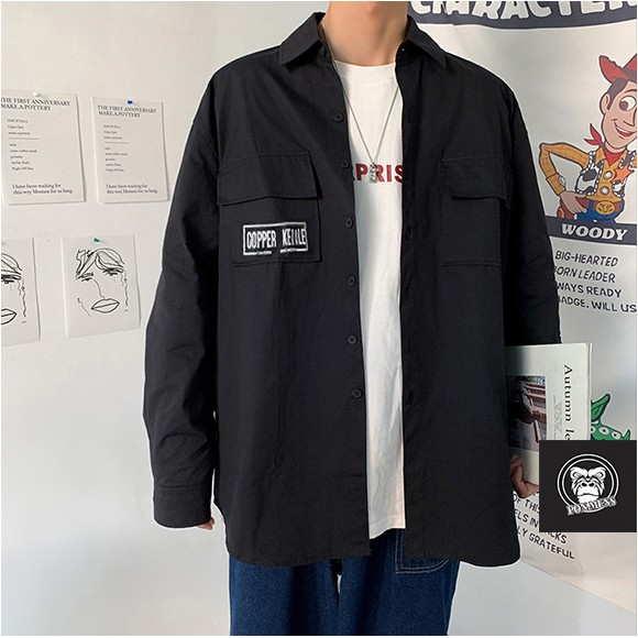 [xả kho lẻ size] Áo sơ mi kaki nam form rộng dài tay phong cách Hàn Quốc 2021 | BigBuy360 - bigbuy360.vn