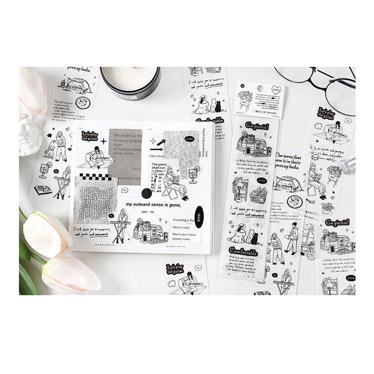 Flowertree Bộ 6 Sticker Dán Trang Trí Sổ Tay Hình Roaming Daydream