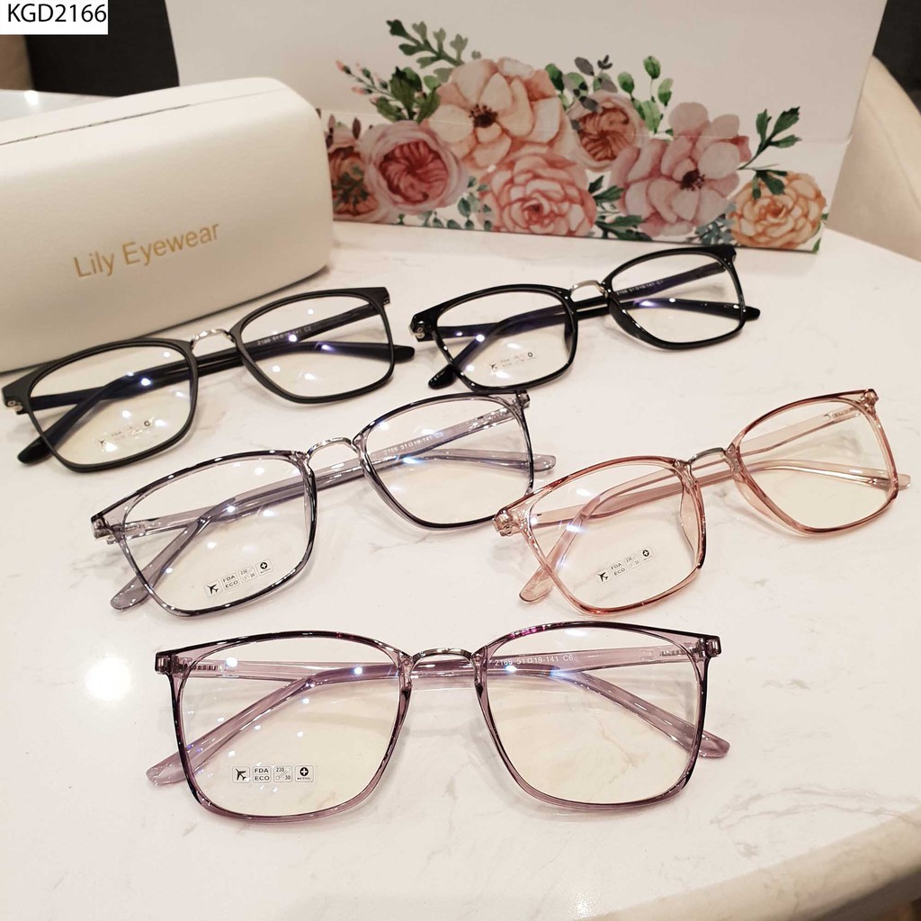 [Fullbox] GỌNG KÍNH CẬN NỮ 2166 VIỀN GỌNG SIÊU MỎNG GỌNG KIM LOẠI NHỰA DẺO ĐEO GIẢ CẬN