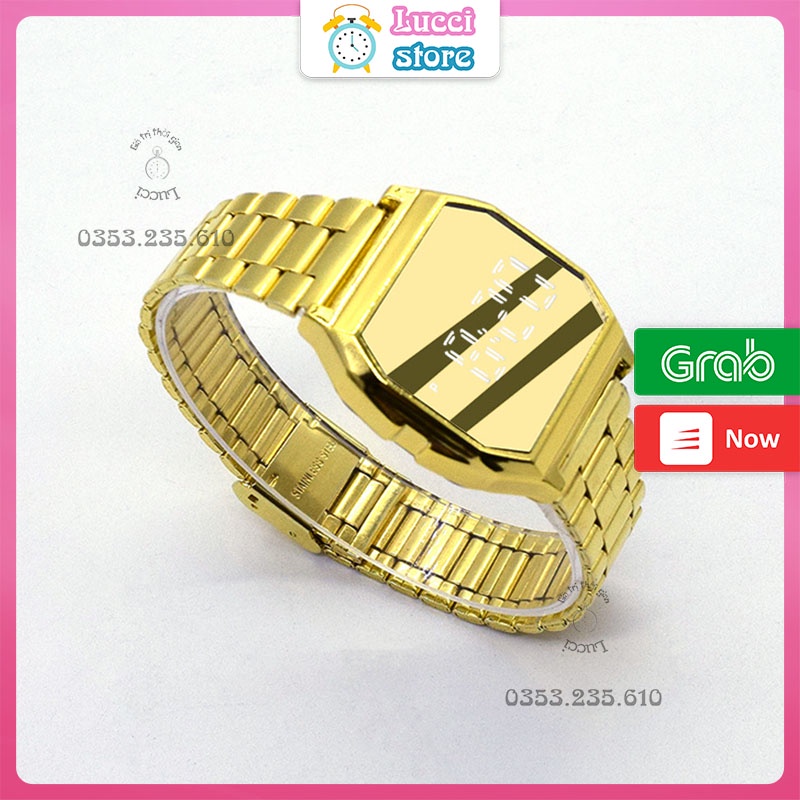 Đồng hồ nam nữ chính hãng, đồng hồ điện tử cảm ứng LED tráng gương dây thép không gỉ | BigBuy360 - bigbuy360.vn