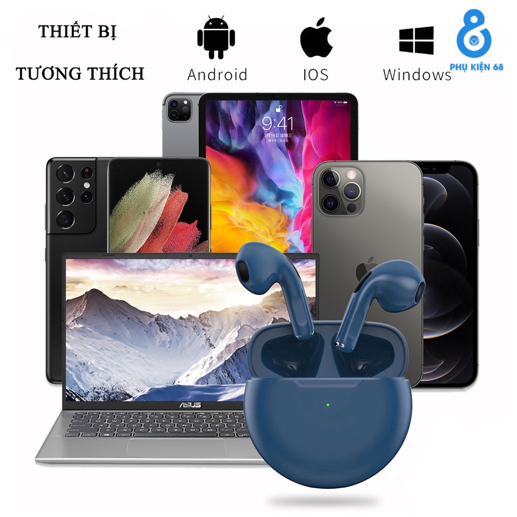 Tai Nghe Bluetooth Pro 6 - Tai Nghe Không Dây Nhét Tai Bluetooth 5.0 Nhiều Màu Sắc Tương Thích Tất Cả Dòng Máy