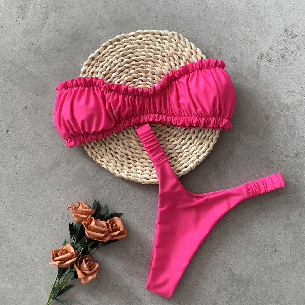Bikini 2 mảnh kiểu cúp ngực xếp nếp thời trang quyến rũ cho nữ H185 | BigBuy360 - bigbuy360.vn