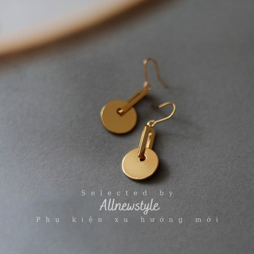 Bông tai phong cách tối giản Allnewstyle chất thép mạ vàng 18K