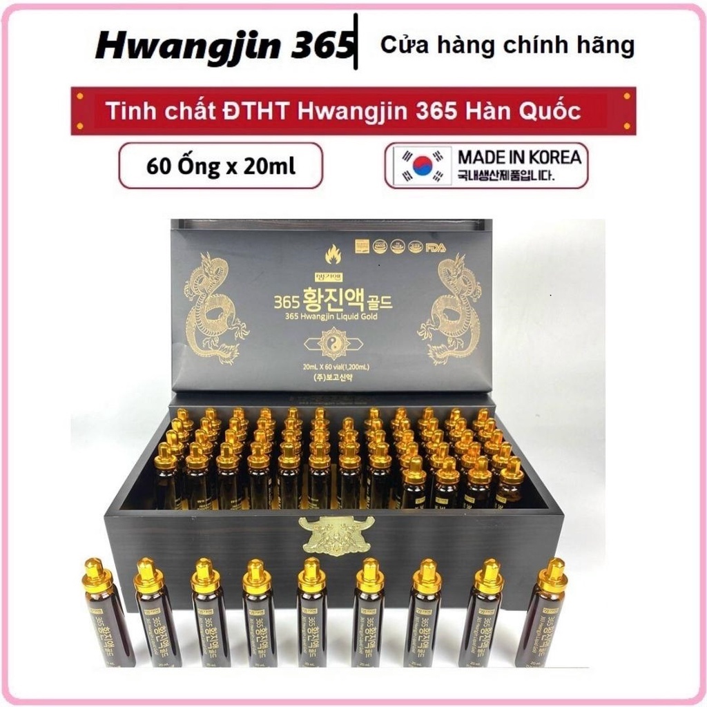 Tinh Chất Đông Trùng Hạ Thảo 365 HwangJin Liquid Gold Hàn Quốc hộp gỗ 60 ống có giấy tờ nhập khẩu