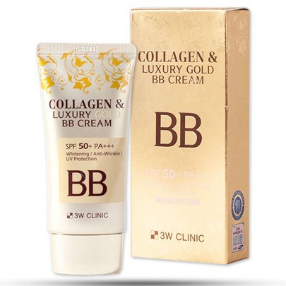 Kem nền trang điểm 3 trong 1 - mỹ phẩm Hàn Quốc chính hãng 3W Clinic Collagen & Luxury Gold BB Cream SPF50+ PA+++