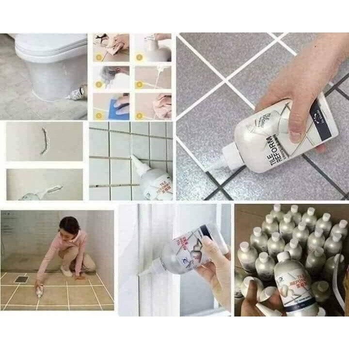 Kẻ viền gạch 280ml - xi măng trắng TILE REFORM viền ron gạch sơn kẻ chỉ - Làm Trắng Mạch Gạch Sàn Nhà Keo Trét Vạch