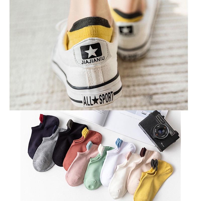 Cute Candy Color Protect Heel Ankle Socks Women 100 Cotton Girl Pink White Black Anklet Socks Colorful Low Cut Socks Non Slip