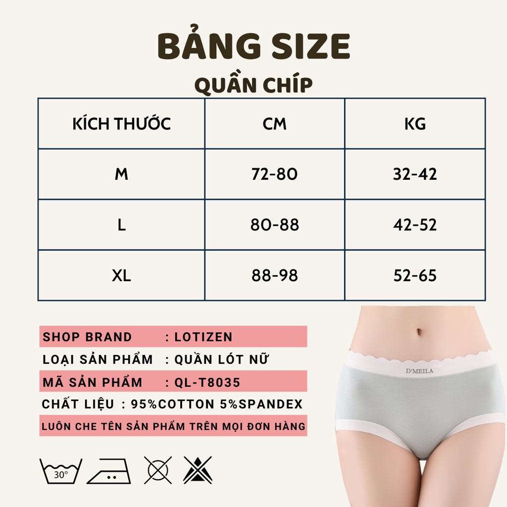 SET 5 Quần Lót Cotton Nữ Kháng Khuẩn Thoáng Khí Thấm Hút Mồ Hôi