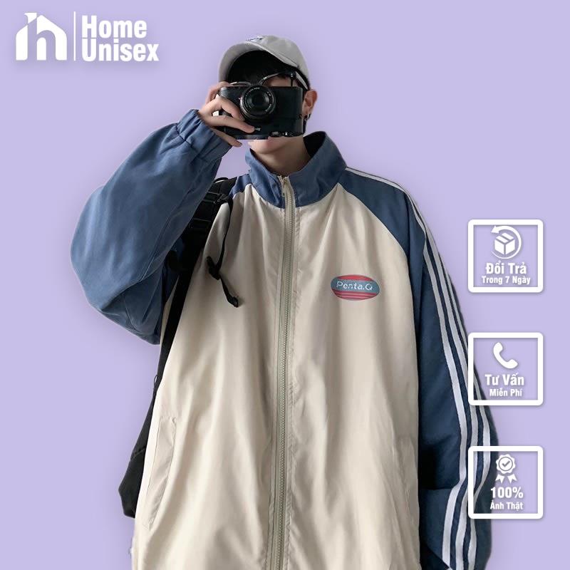 Áo khoác bóng chày 3 sọc cổ đứng có khóa kéo thời trang Hàn Quốc Unisex cho nam nữ - Hàng nhập khẩu
