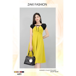Đầm Dáng Xòe Phối Tay Cột Dây ZAKI A291