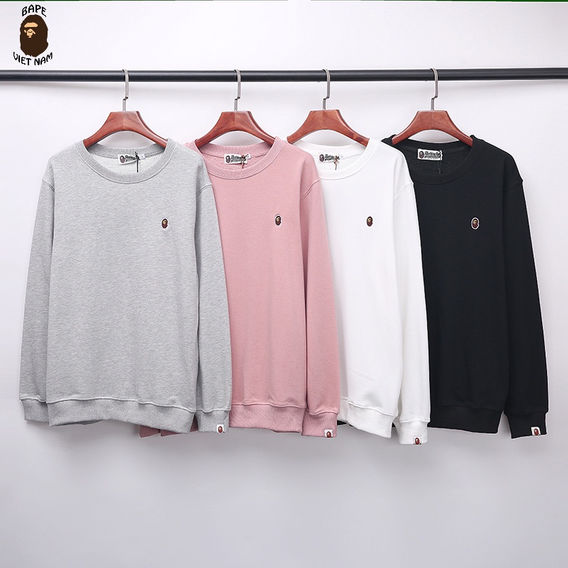 Áo Sweater Bape, Sweater A bathing Ape bản Basic SS21, chất liệu Cotton, 3 màu Đen, Trắng, Ghi xám BapeVN