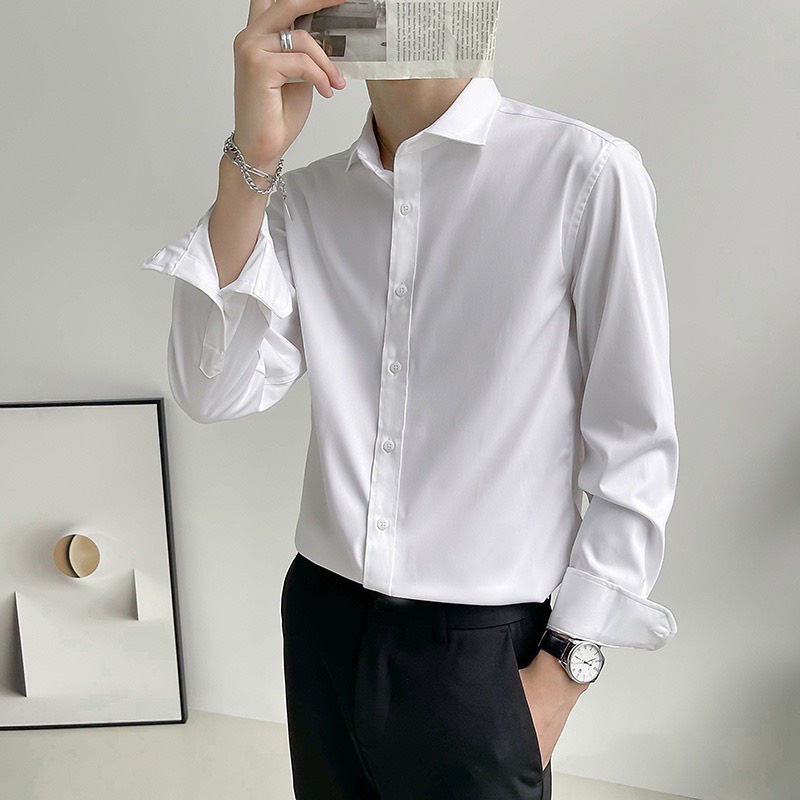 Áo sơ mi nam trơn dài tay unisex áo sơ mi nam form rộng Pastel Premium mịn mát 4HIM