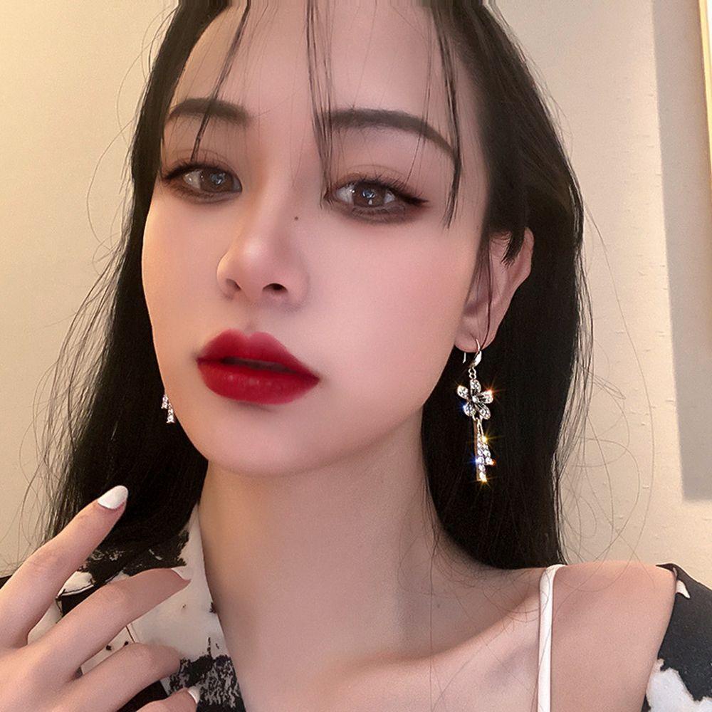 JARRED Bông Tai Hợp Kim Dáng Dài Hình Hoa Thanh Lịch Lãng Mạn Phong Cách Hàn Quốc