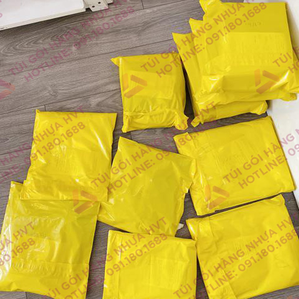Túi gói hàng niêm phong, túi đóng hàng chuyển phát nhanh NHỰA HVT size 28*42 màu vàng