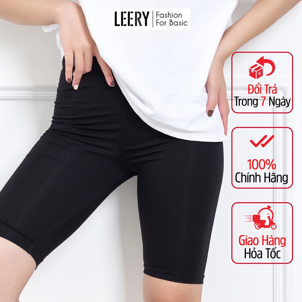 Quần legging lửng LEERY cho nữ đùi ngố mặc nhà dáng ôm bó lưng thun chất cotton cap cấp tập gym yoga bigsize LEG-03