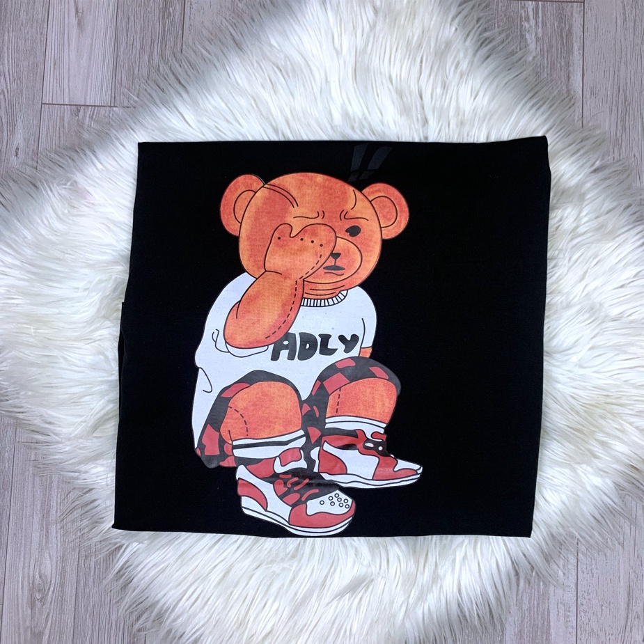 Áo thun tay lỡ Unisex Nam Nữ, Form rộng, áo phông rộng Free size, cotton, dày dặn, không nhăn, in hình Gấu 3D | BigBuy360 - bigbuy360.vn