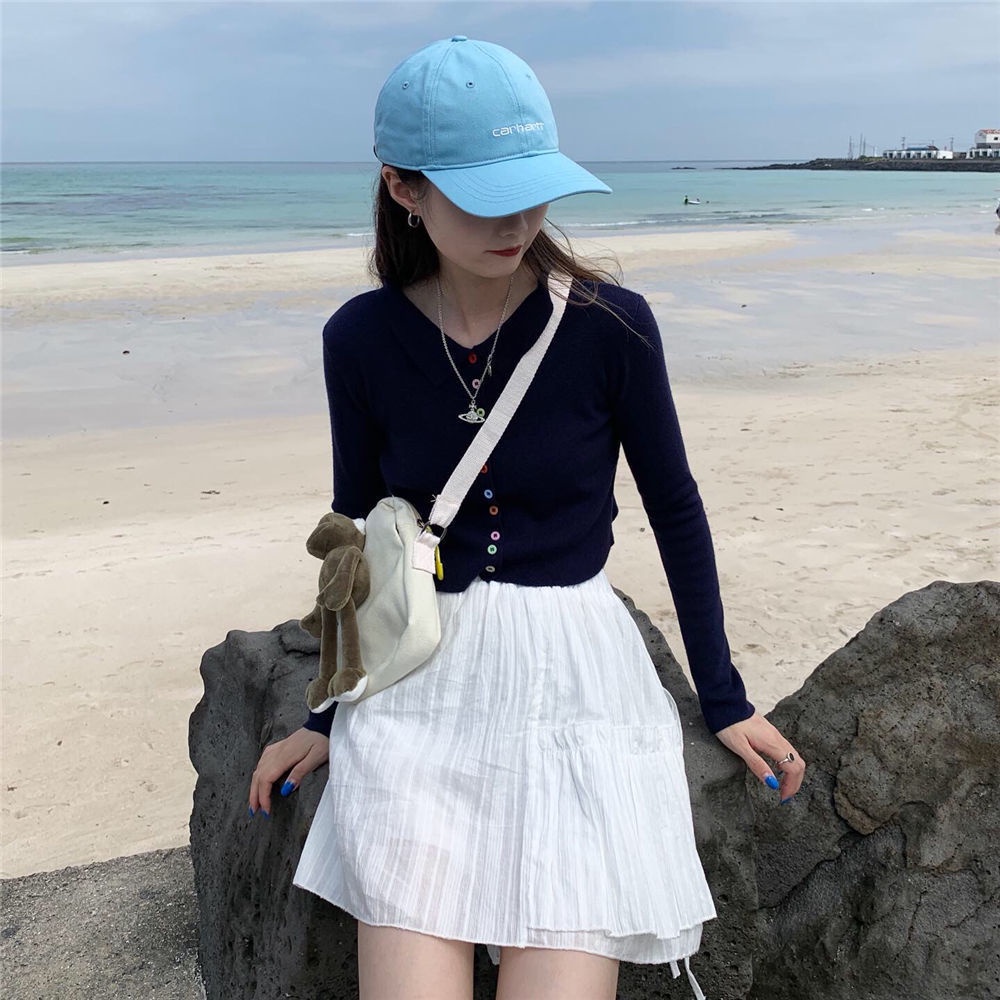 Áo cardigan dệt kim mỏng tay dài phối nút cài nhiều màu sắc phong cách Hàn Quốc thời trang dành cho nữ | BigBuy360 - bigbuy360.vn