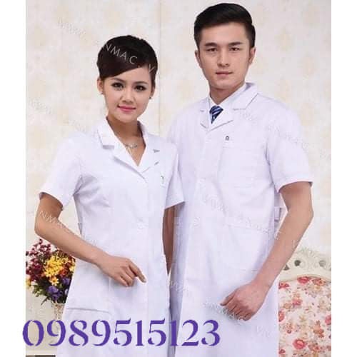 Áo Blouse (Blue) Bác Sĩ Nam Nữ cộc tay vải chất lượng kiểu dáng đẹp